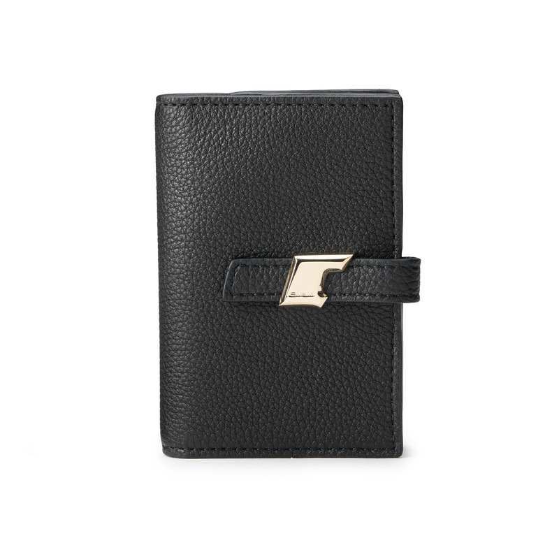 Black tumbled leather credit card holder 1