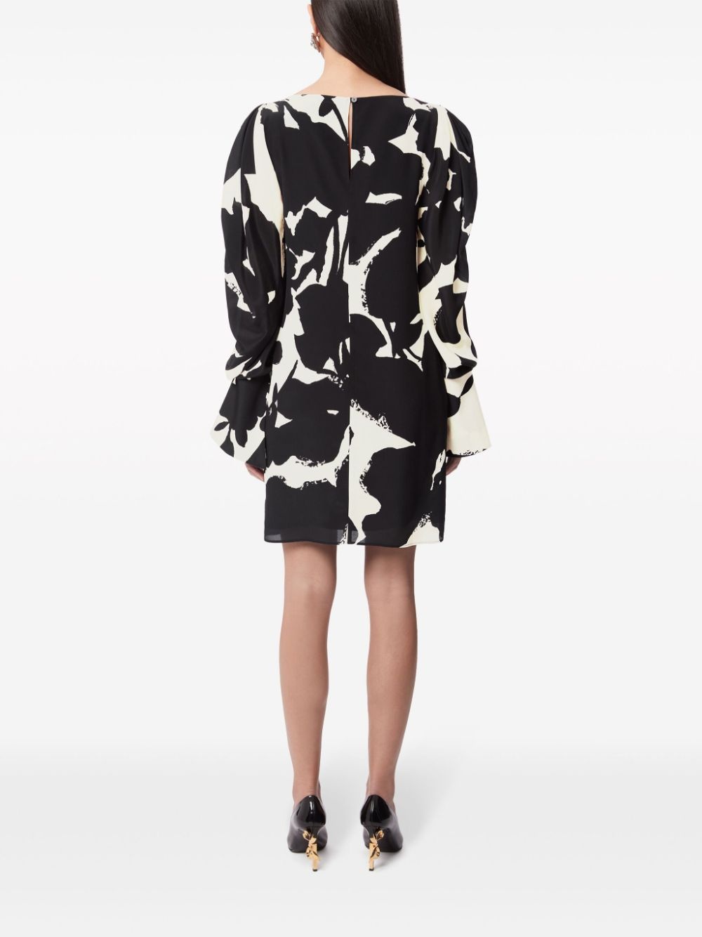 abstract-print silk-twill dress - 4
