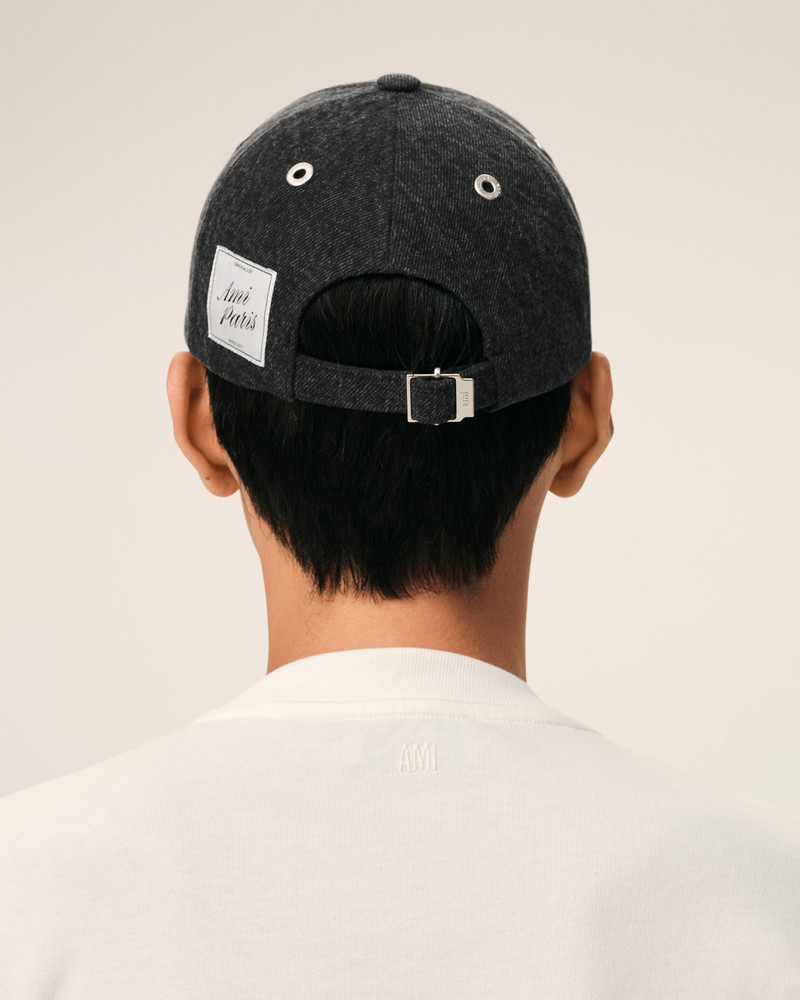 BLACK DENIM AMI PARIS SIDE PATCH CAP 6