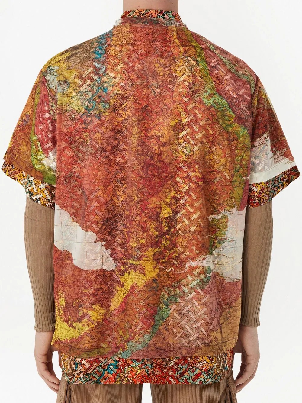 map print mesh T-shirt - 4