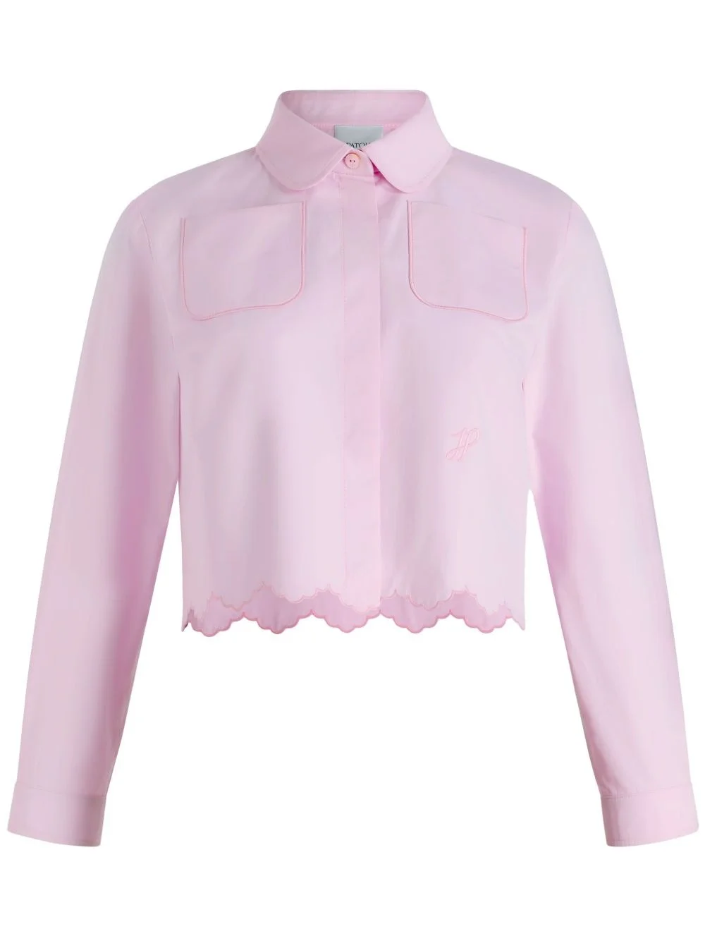 scallop-hem cropped shirt - 1