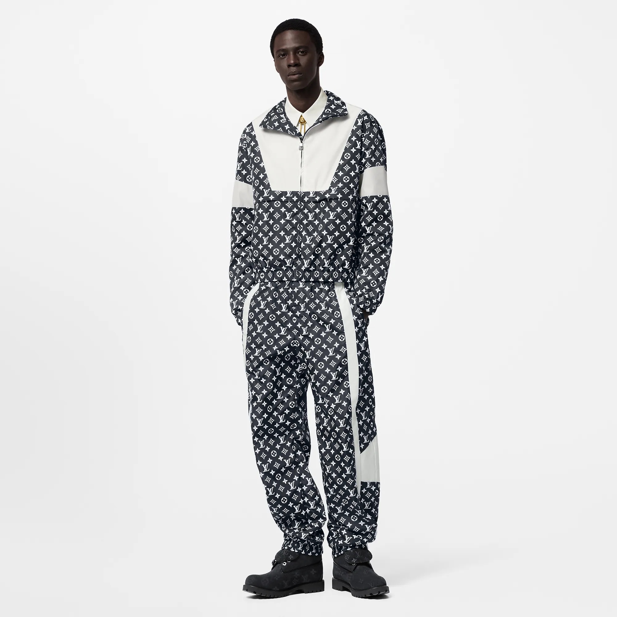 Monogram Printed Technical Track Top - 4