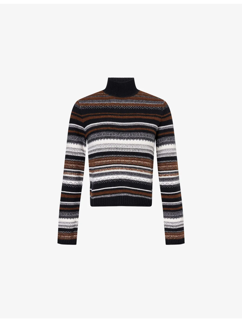 Striped High-Neck Wool-Blend Jumper - 1