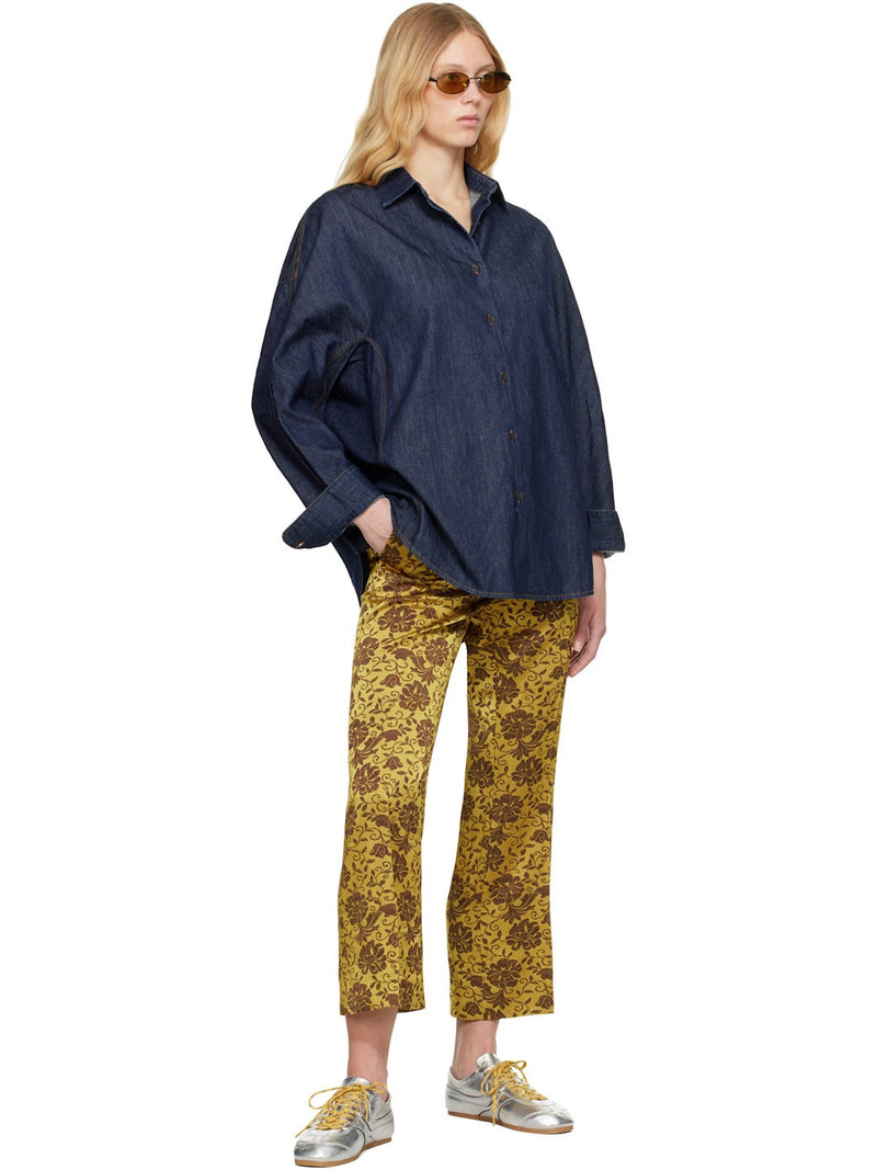 Dries Van Noten Navy Buttoned Denim Shirt outlook