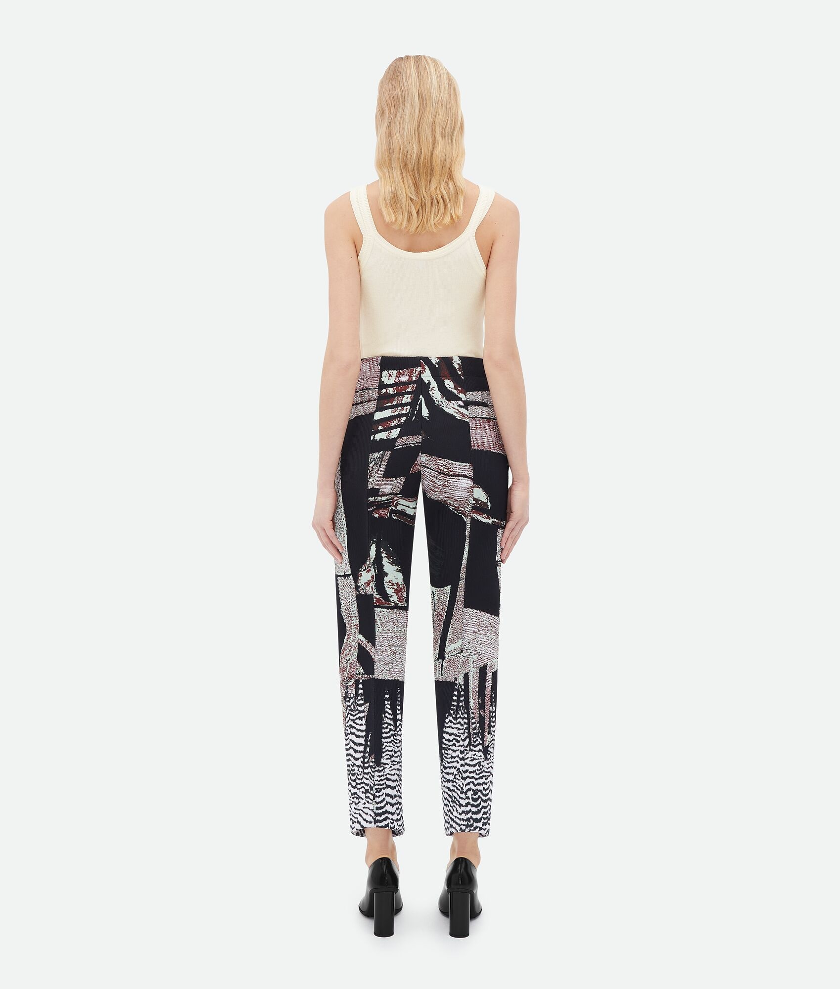 Curved Shape Graphic Viscose Jacquard Trousers - 3