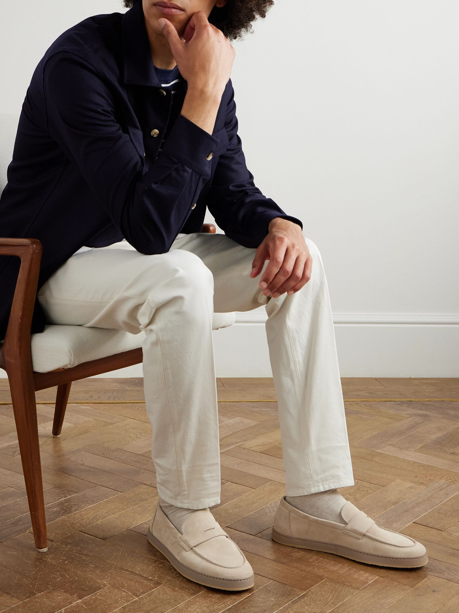 Washed-Suede Penny Loafers Beige - 2