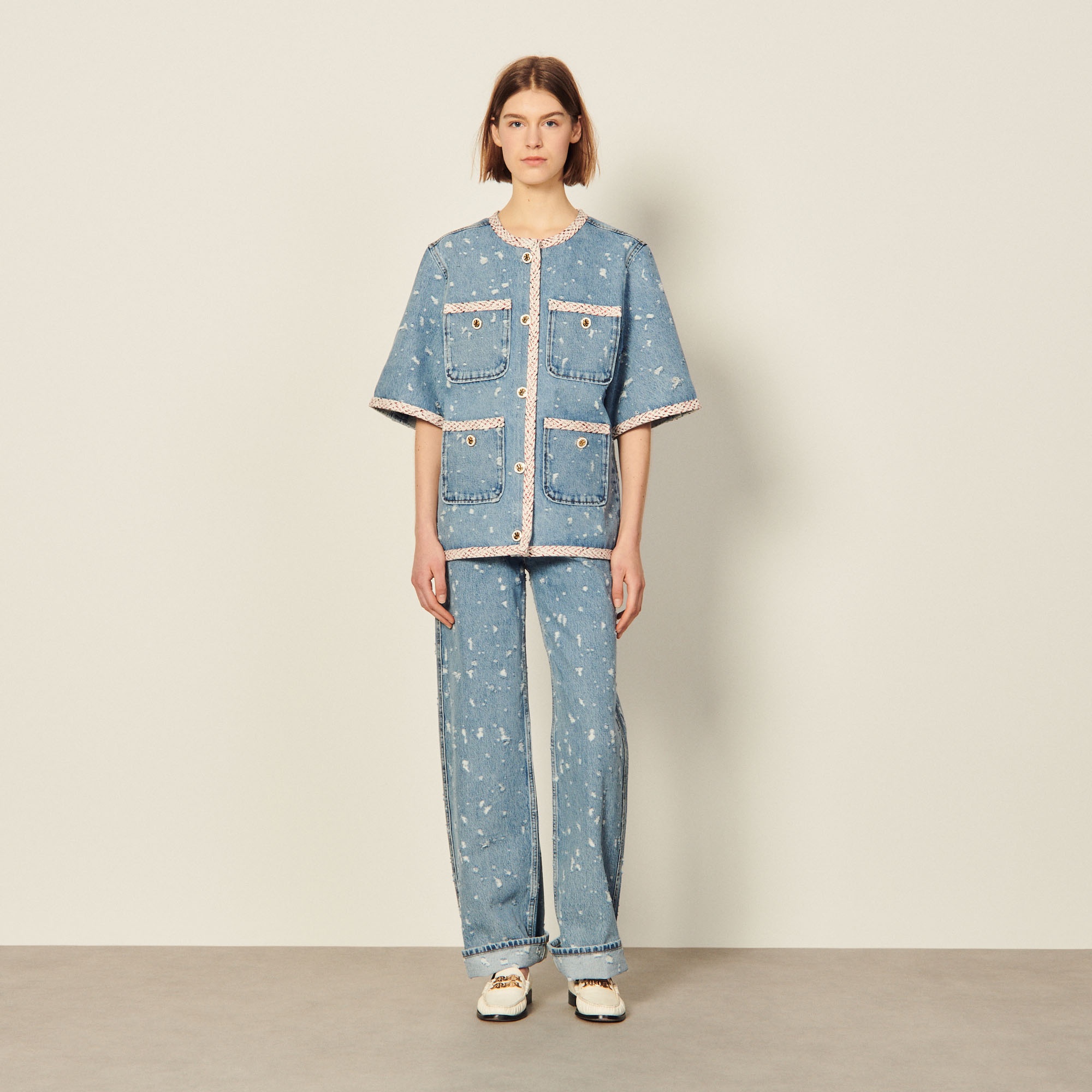 Short-sleeved denim jacket - 6