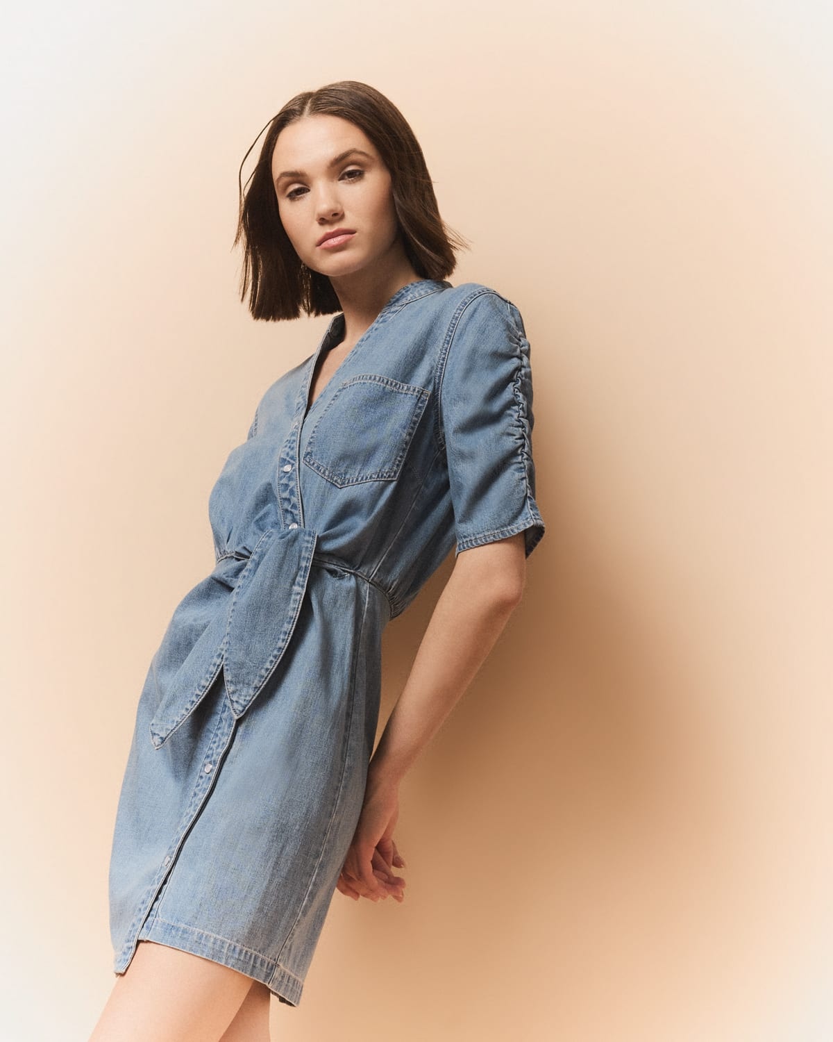 Dunn Denim Mini Wrap Dress - 3