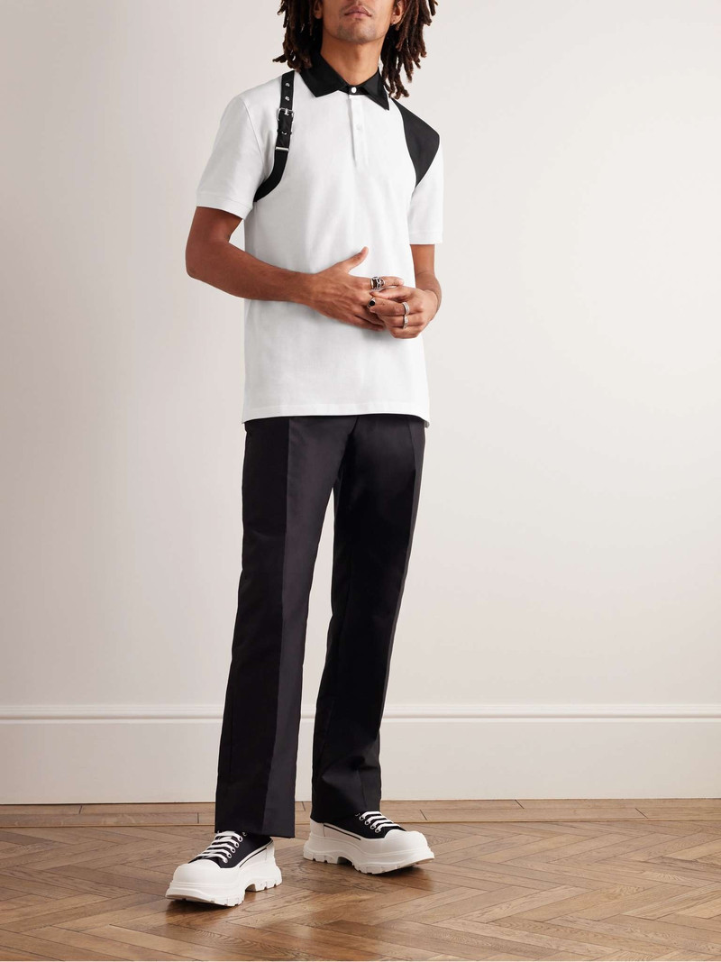 Alexander McQueen Harness-Detailed Cotton-Piqué Polo Shirt outlook