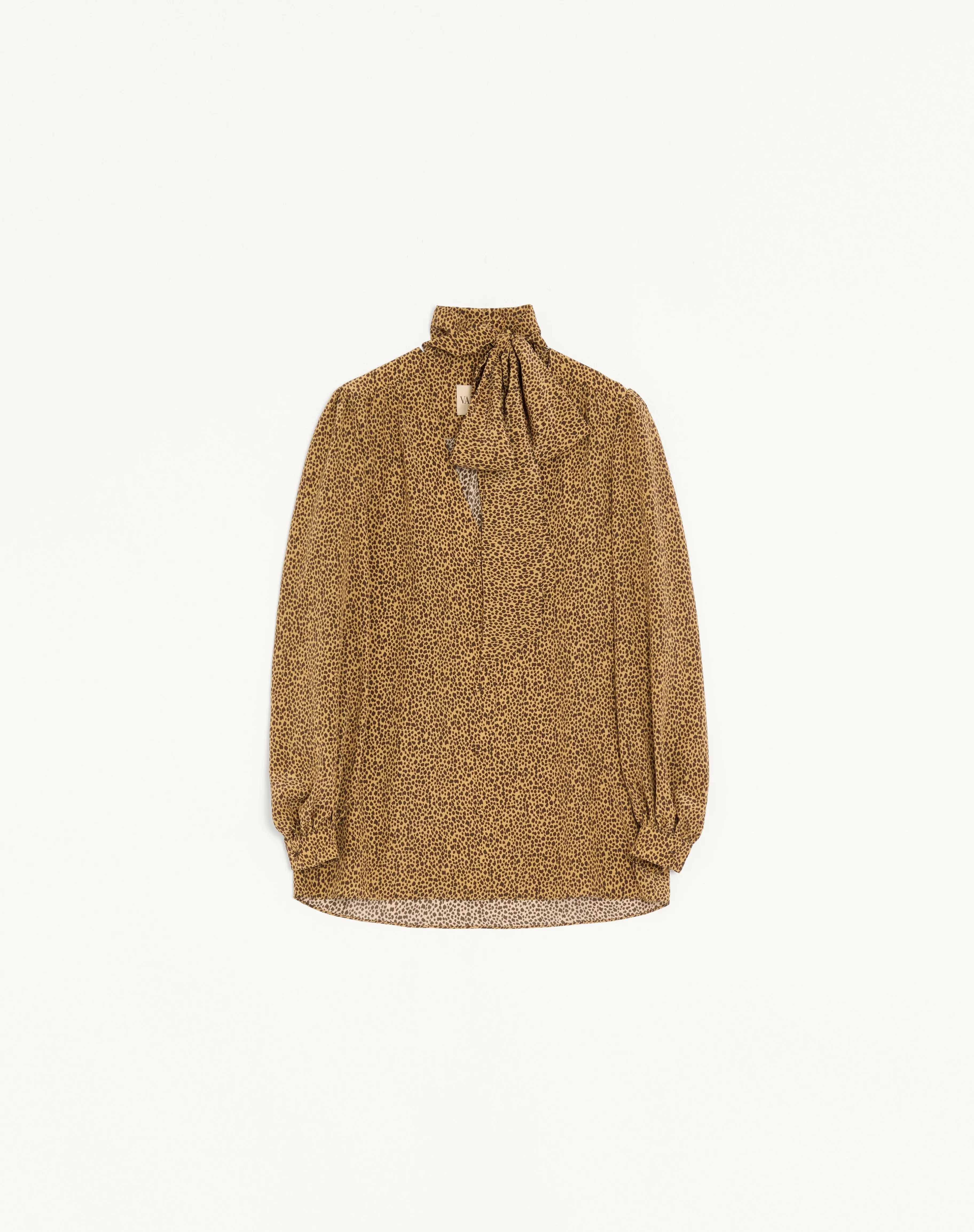 CREPE DE CHINE SHIRT WITH FAUVE ÉCLAT MICROMACULA PRINT - 1