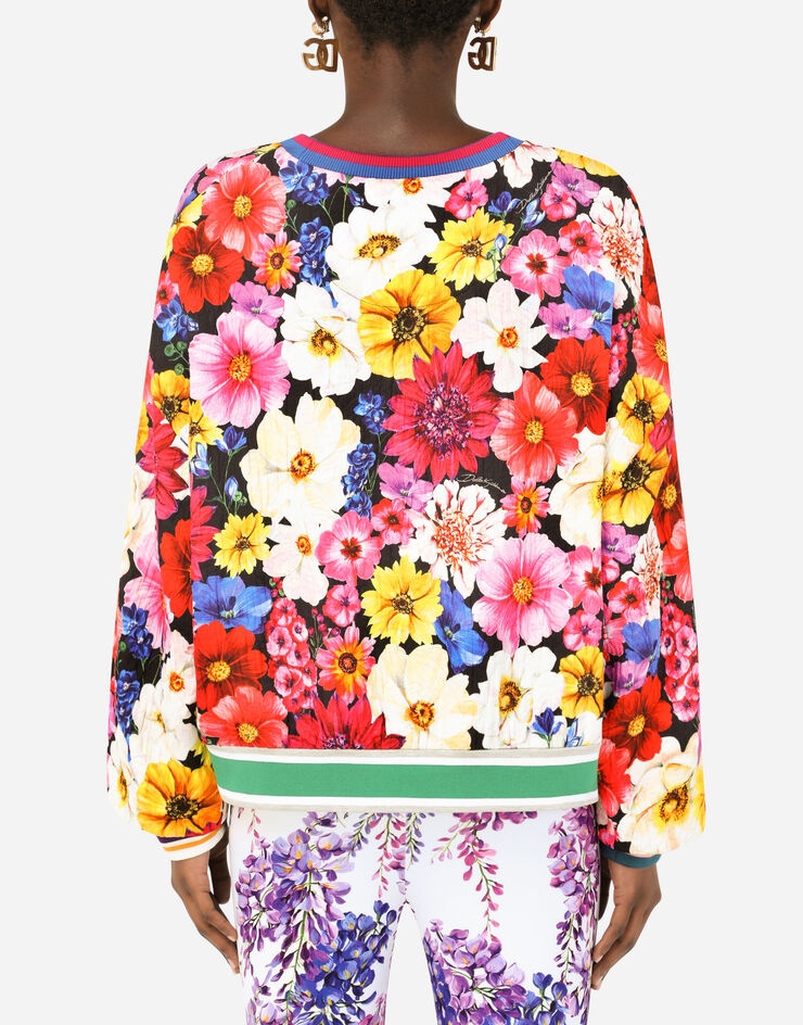 Cropped brocade sweatshirt with garden print - 2