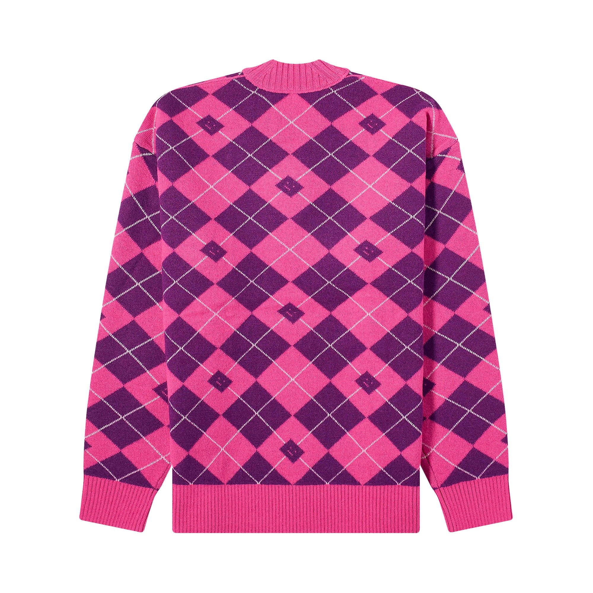 Acne Studios V Neck Printed Sweater 'Pink/Purple' - 2