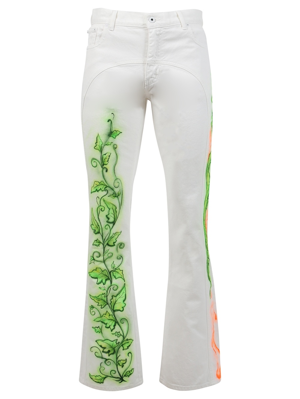X Babybrush Flare-leg Contour Jeans White Green And Orange - 1