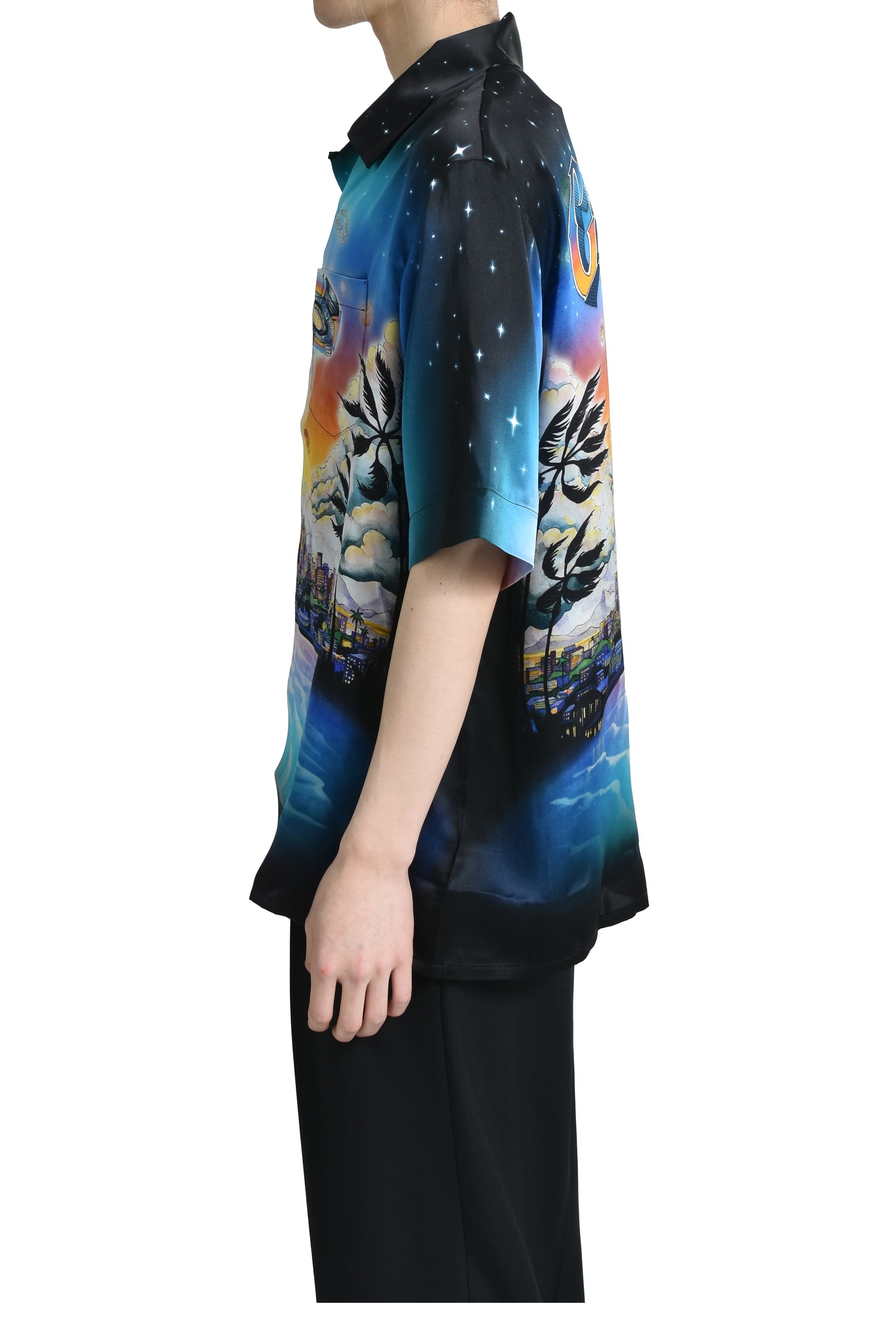SHORT SLEEVE CUBAN COLLAR SHIRT / BLK - 3