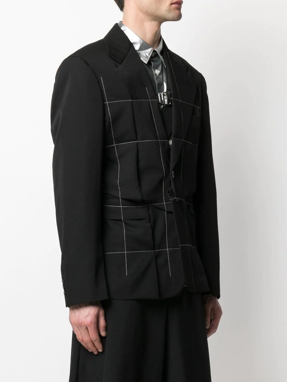 contrast stitch asymmetric blazer - 3