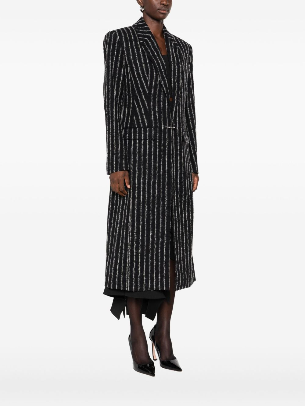 pinstripe wool coat - 3