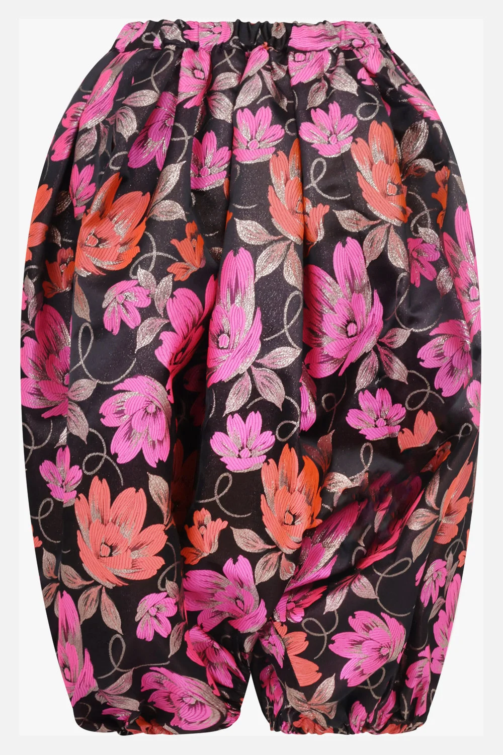 FLORAL PRINT DROP CROTCH PANT | BLACK/PINK - 1