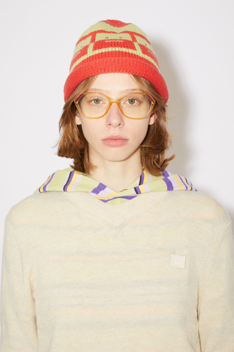 Acne Studios Knit beanie - Sharp red/pale green outlook
