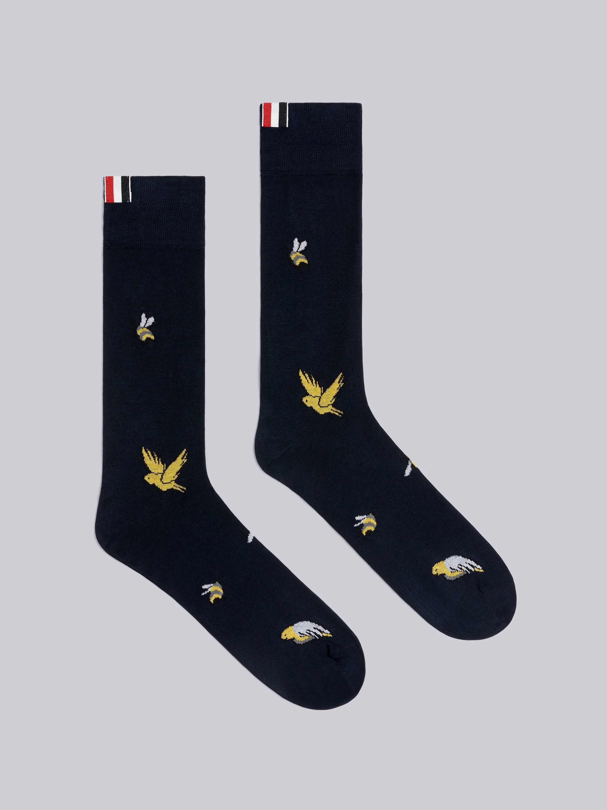 Mercerized Cotton Birds and Bees Mid Calf Socks - 1