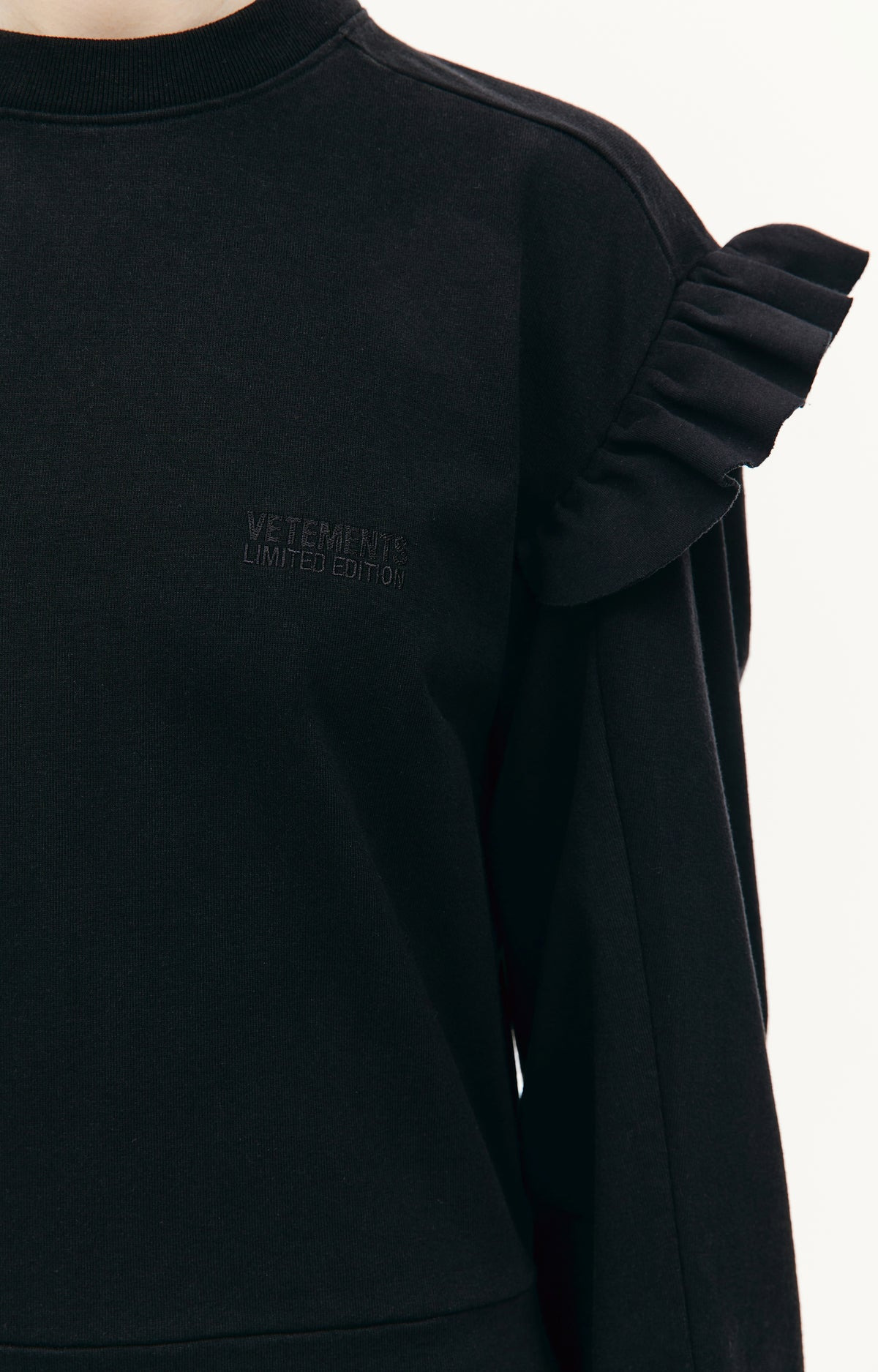 RUFFLE JERSEY DRESS (BLACK) - 5