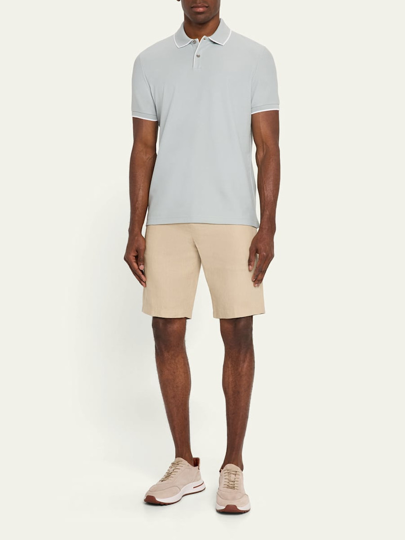 Loro Piana Men's Brentwood Tipped Jersey Pique Polo Shirt outlook