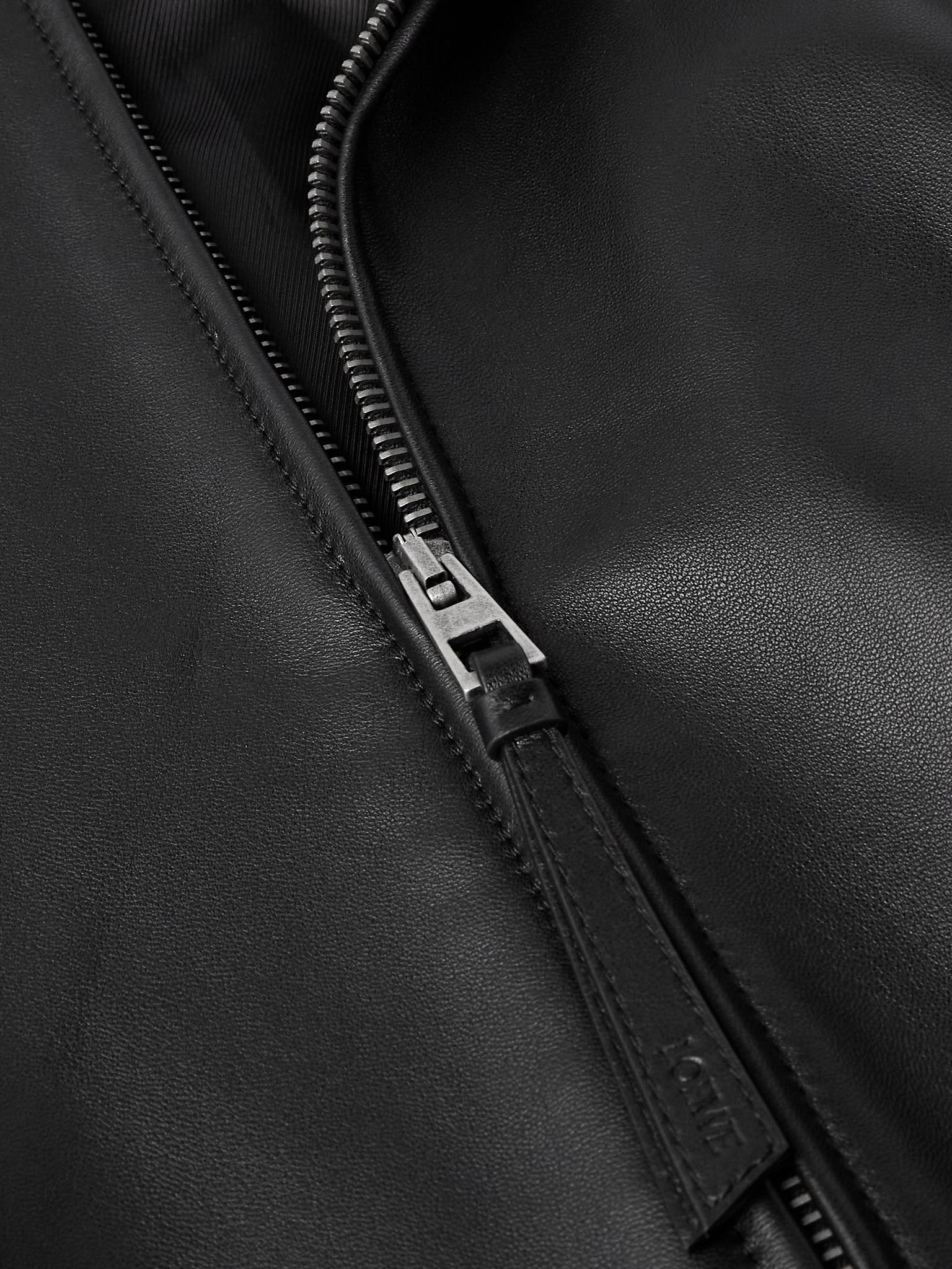 Leather Hooded Bomber Jacket Black - 5