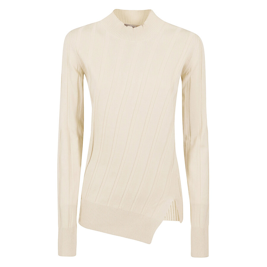 Stella Mccartney Ladies White Asymmetric-Hem Knit Jumper - 6