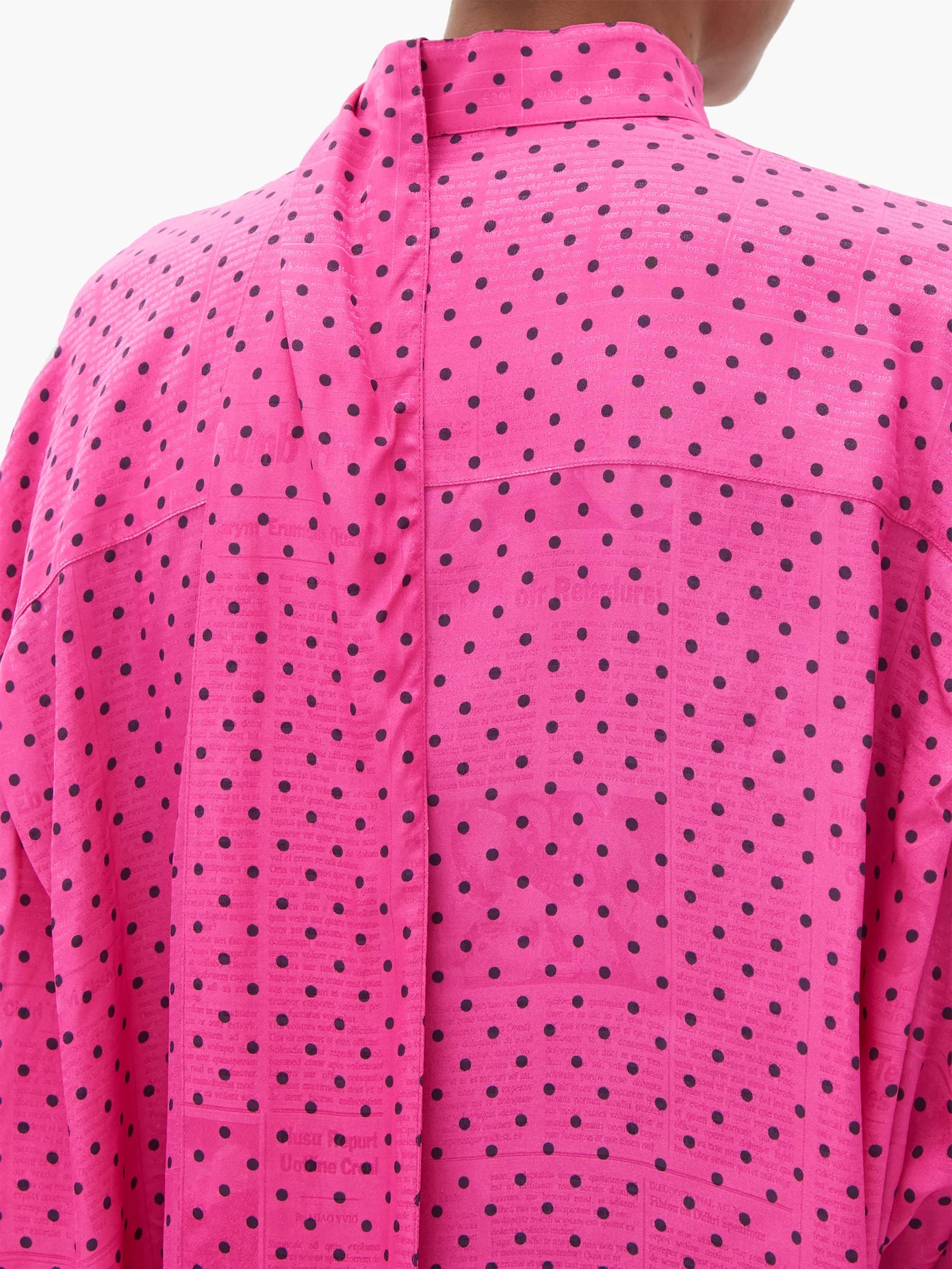 Scarf polka-dot satin blouse - 3