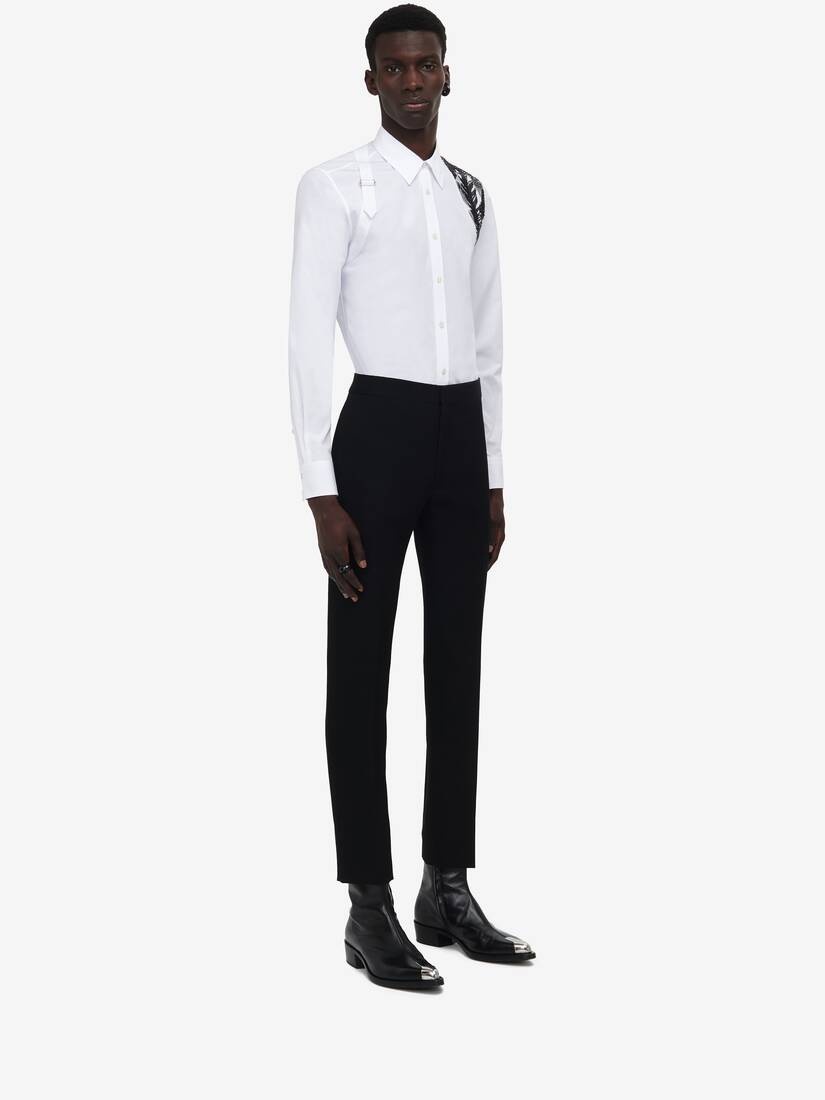 Men's Embroidered Harness Shirt in White - 3