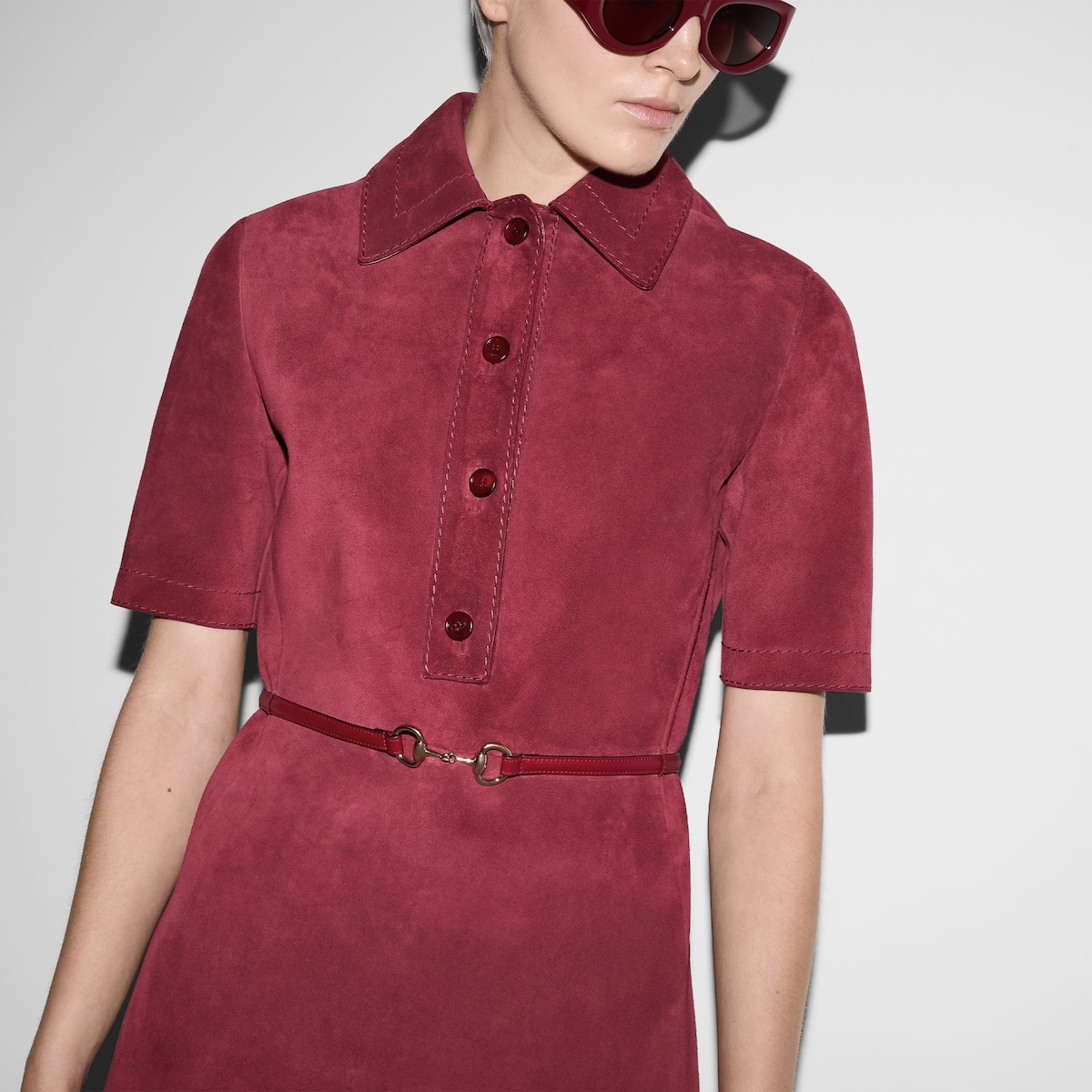 Suede dress with detachable belt - 5