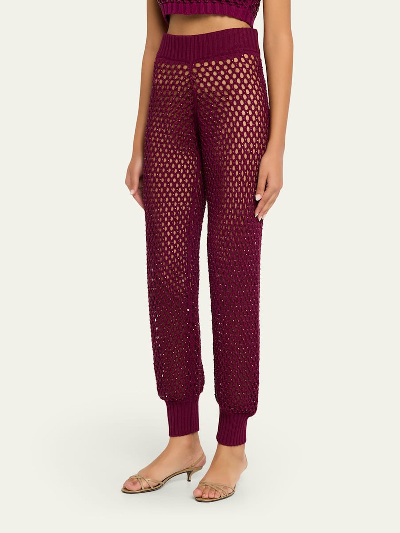 Antilles Crystal Crochet Knit Jogger Pants 4