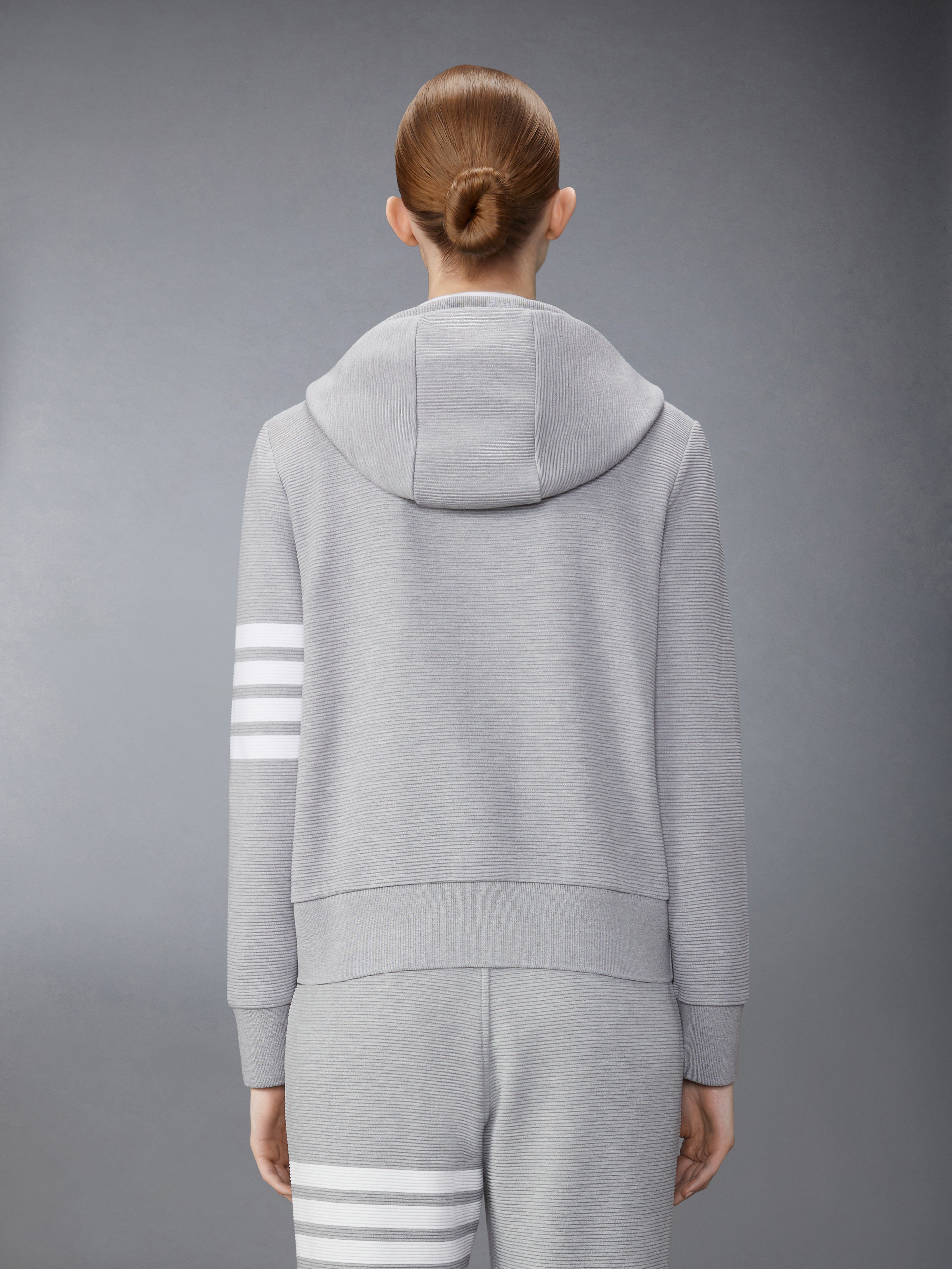 COTTON OTTOMAN RIB 4-BAR ZIP HOODIE - 3