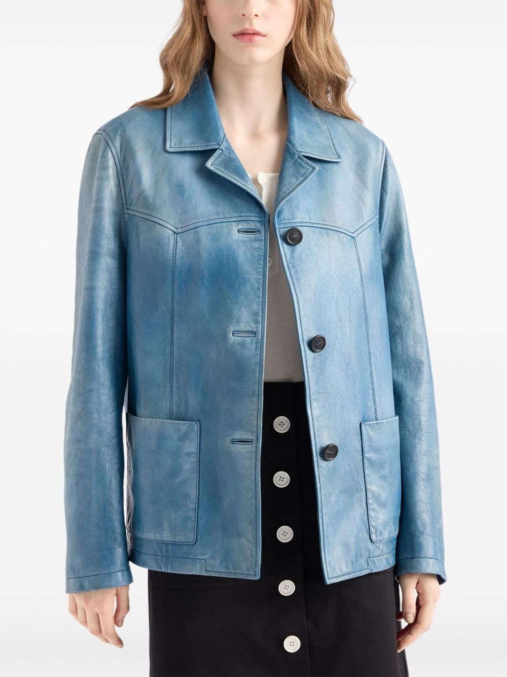 washed leather jacket - 4
