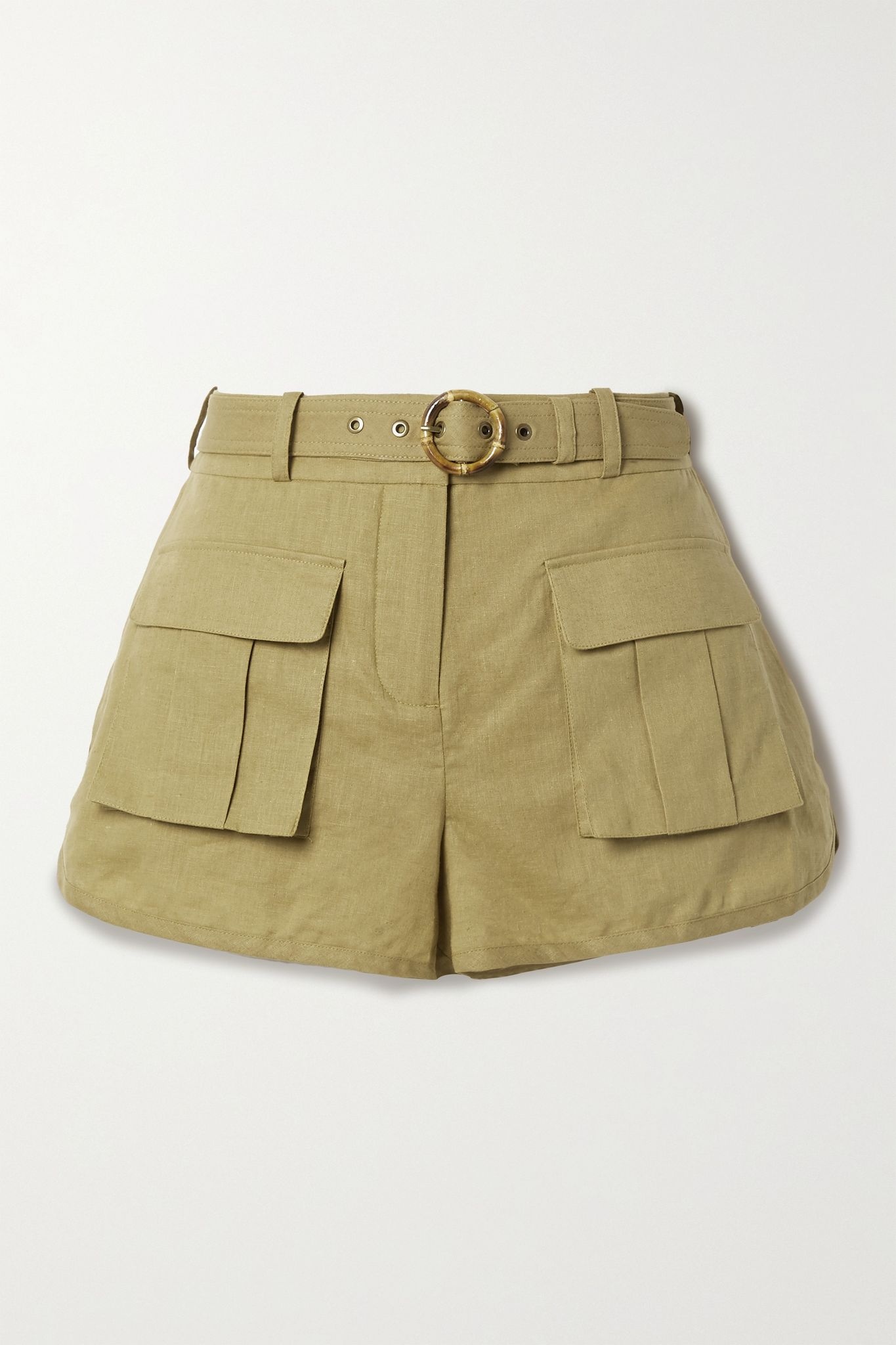 Brighton belted linen and cotton-blend shorts - 1