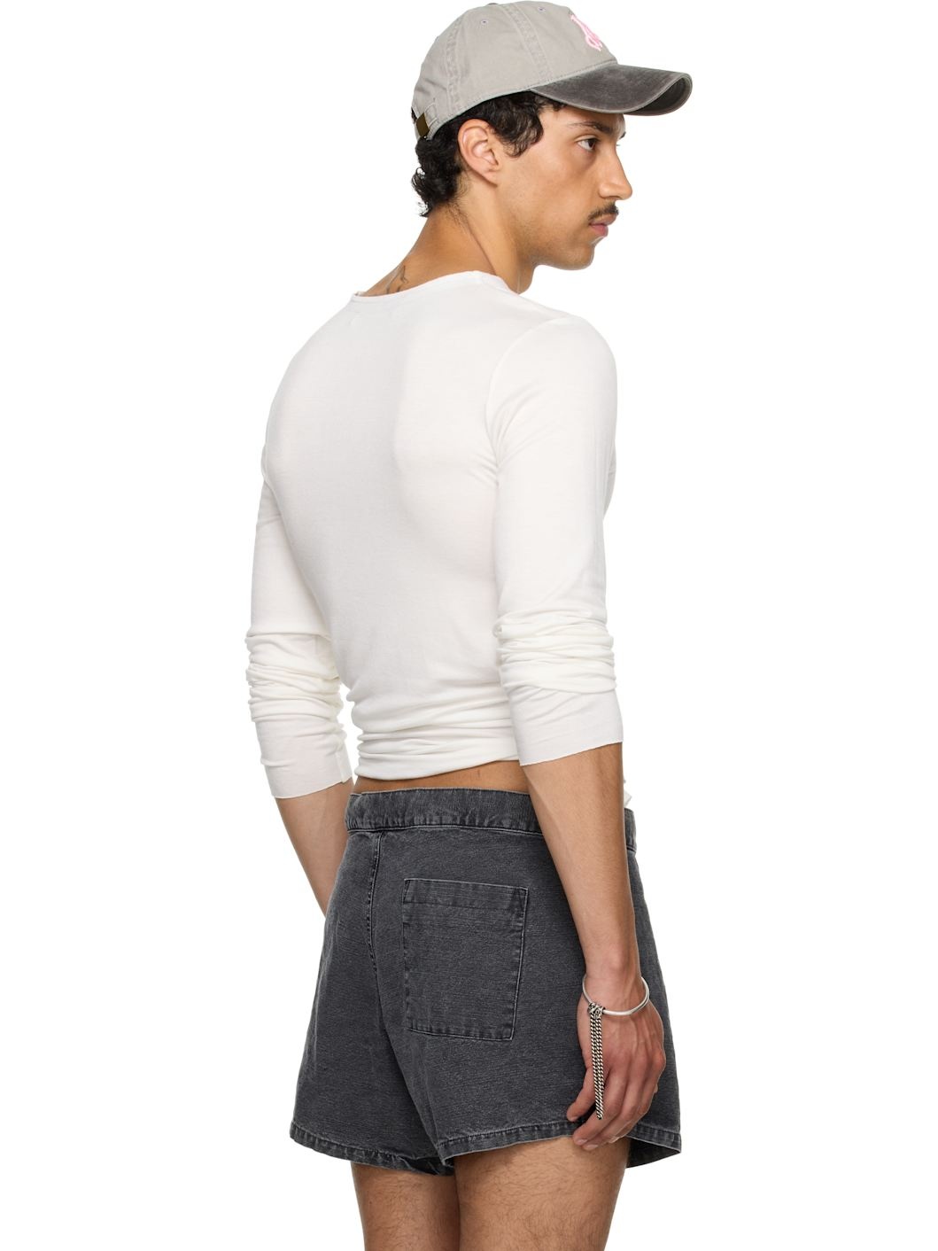 SSENSE Exclusive White Satin Trim Long Sleeve T-shirt - 3