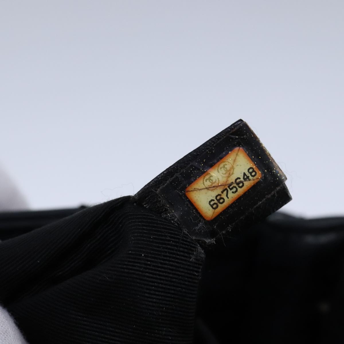 CHANEL Matelasse Bamboo Hand Bag Lamb Skin Black Gold CC - 12