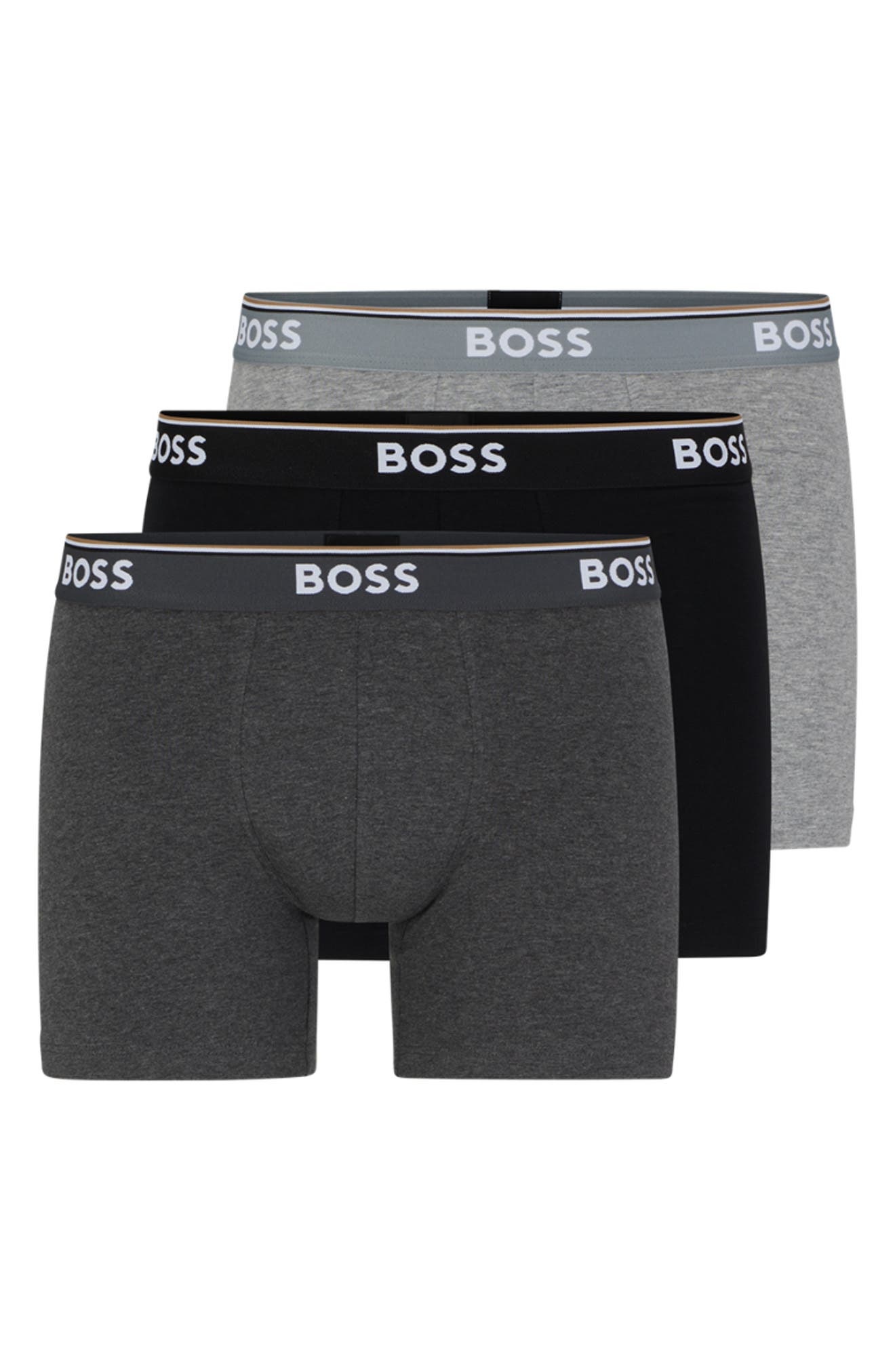 BOSS 3-Pack Power Stretch Cotton Boxer Briefs in Open Grey at Nordstrom - 2