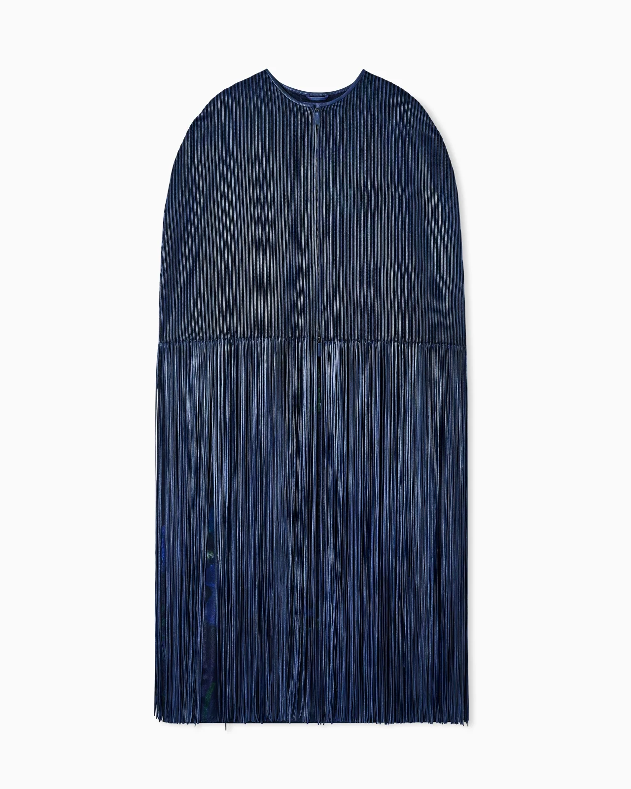 NAPPA LEATHER CAPE WITH FRINGES - 1