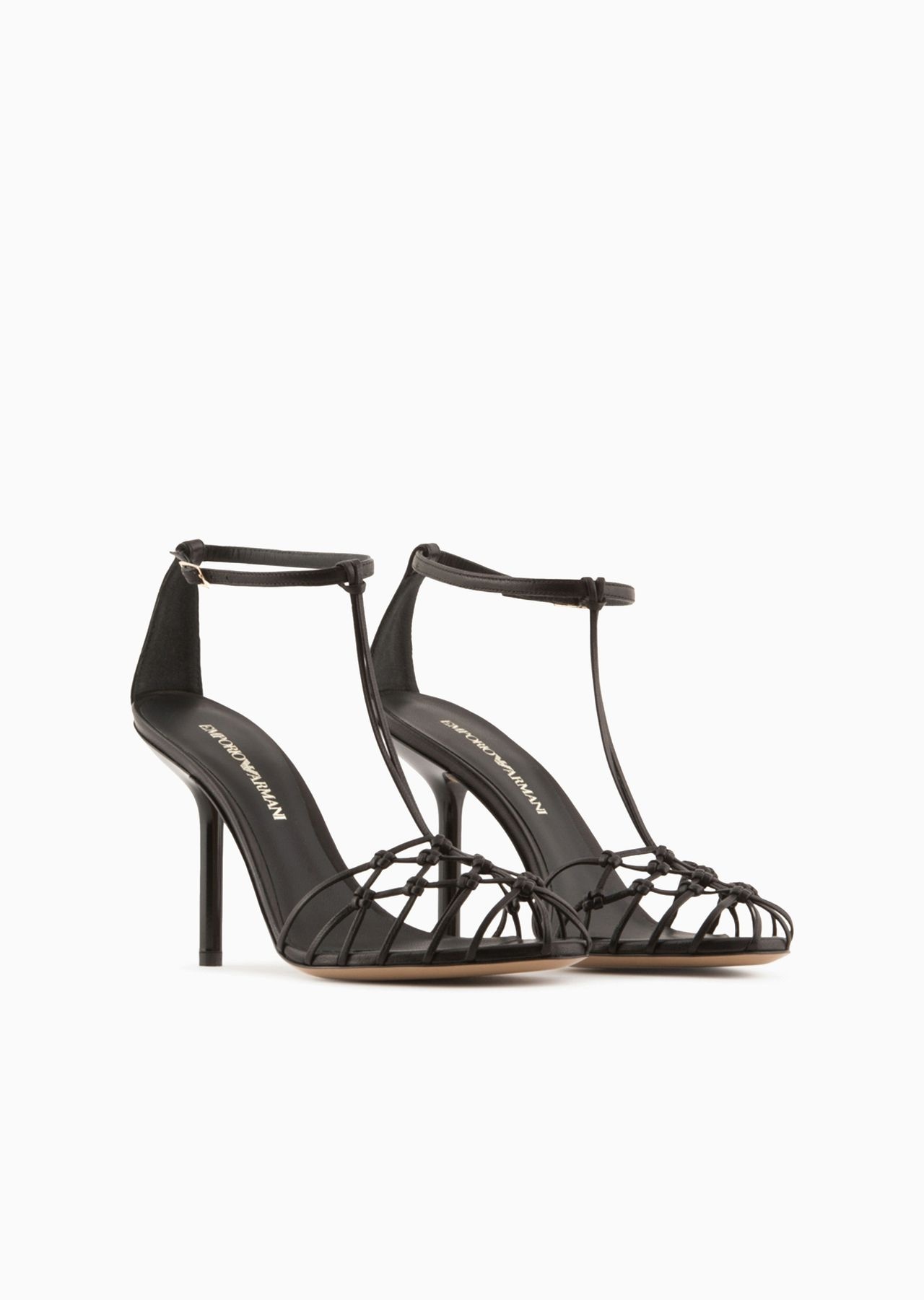 Nappa-leather T-sandals with mesh-weave heels - 2