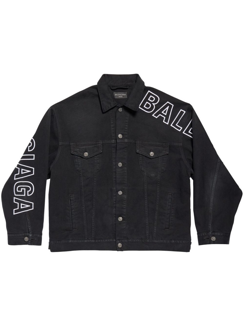 logo-print denim jakcet - 1