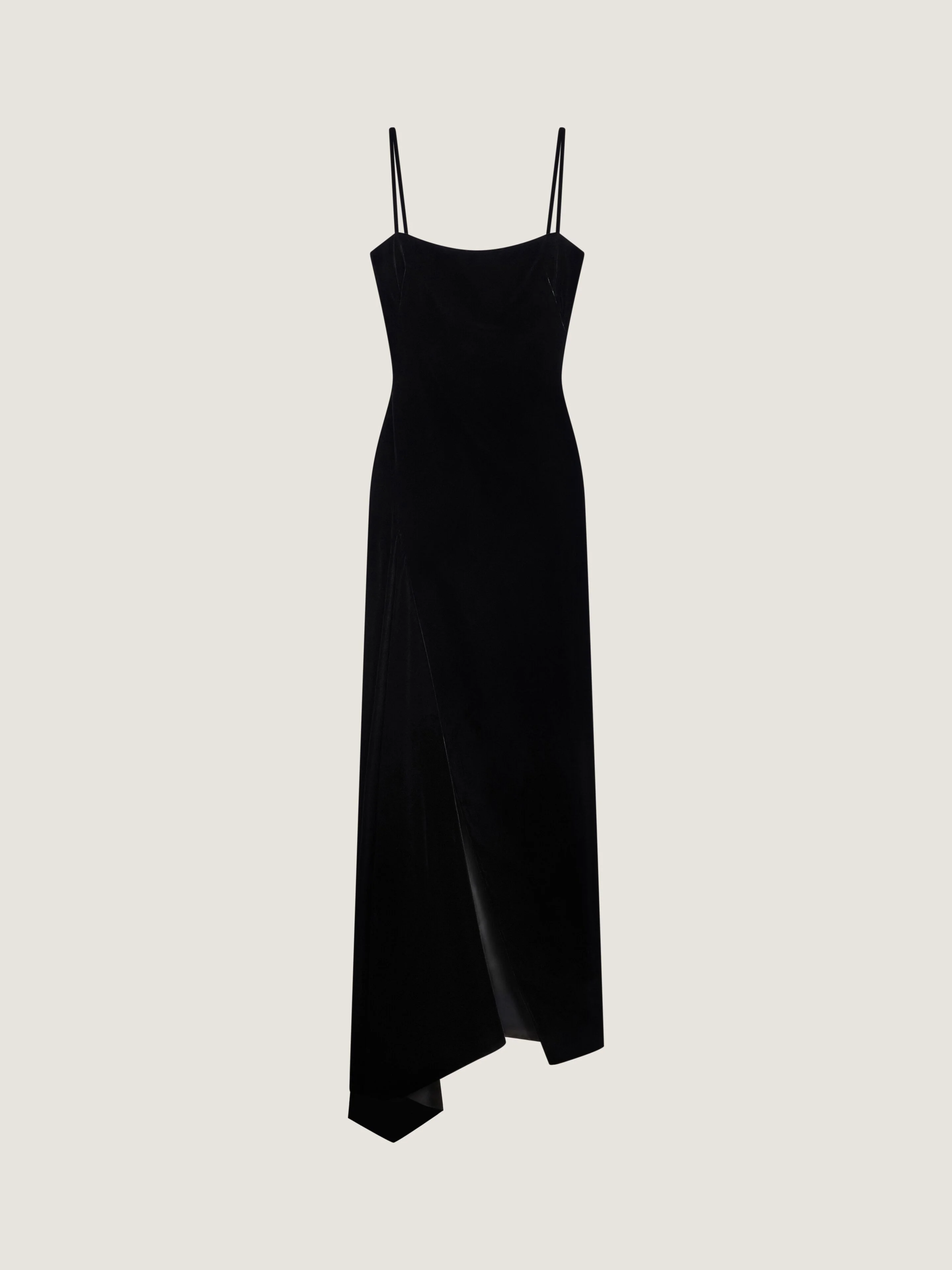 SLICED LONG SLASHED DRESS IN VELVET - 1