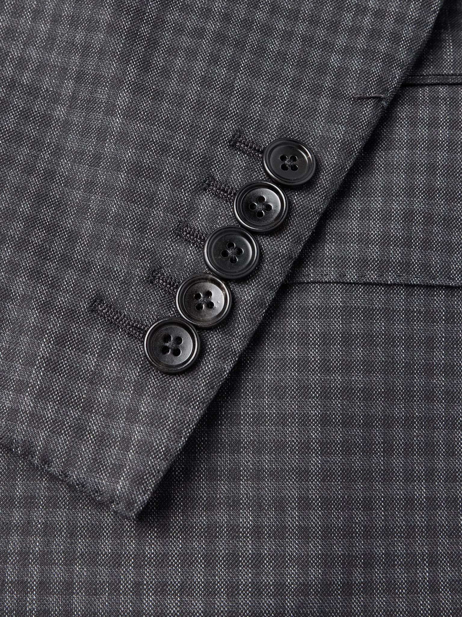Checked Wool Suit Jacket Gray - 4