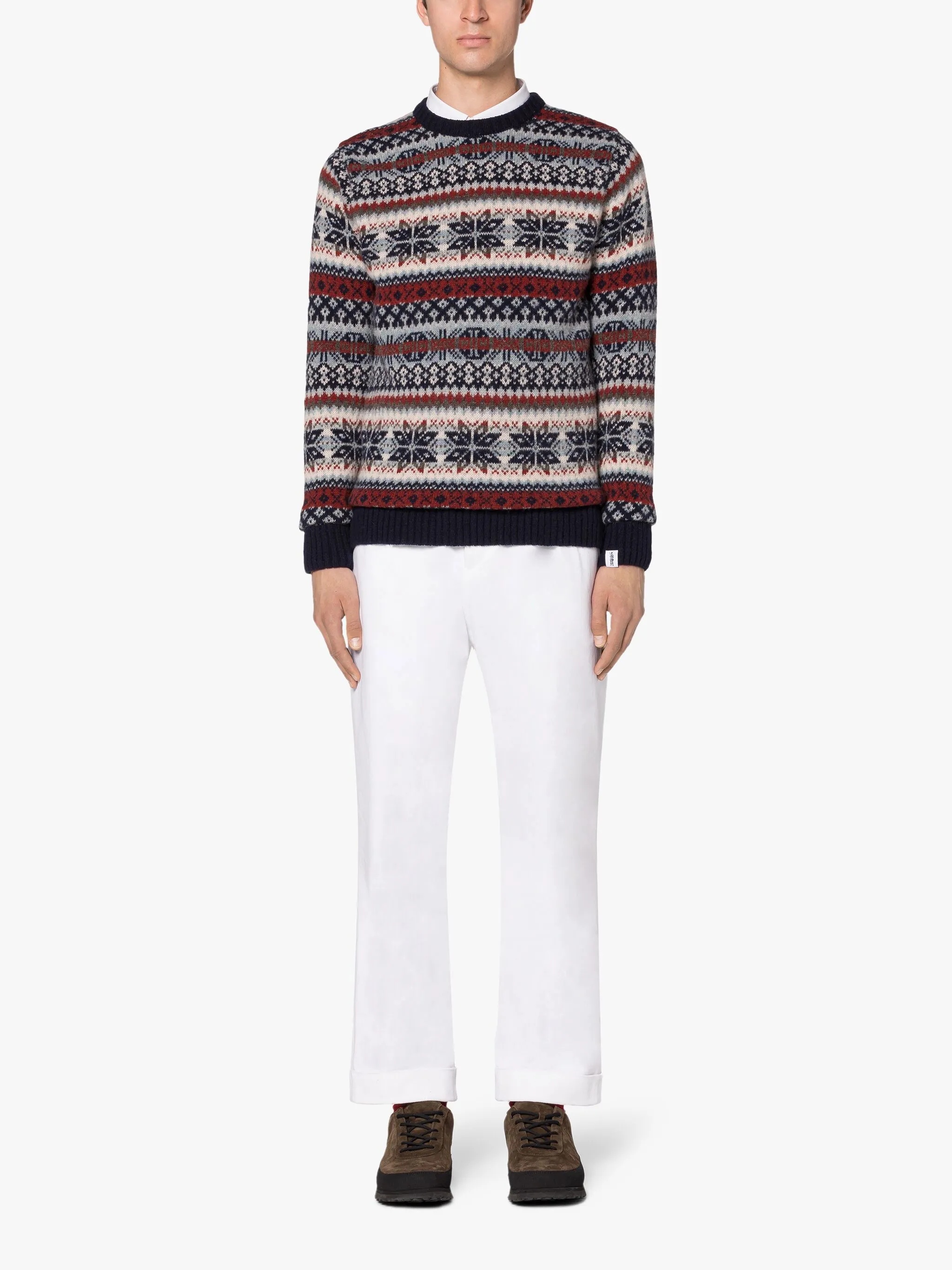 IMPULSE NAVY WOOL FAIR ISLE CREWNECK SWEATER - 2