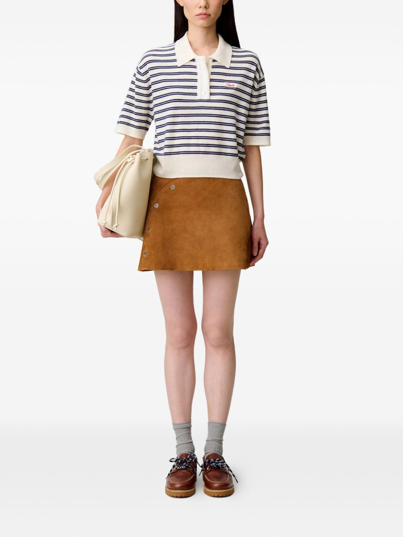 Claudie Pierlot striped embroidered-logo polo top outlook