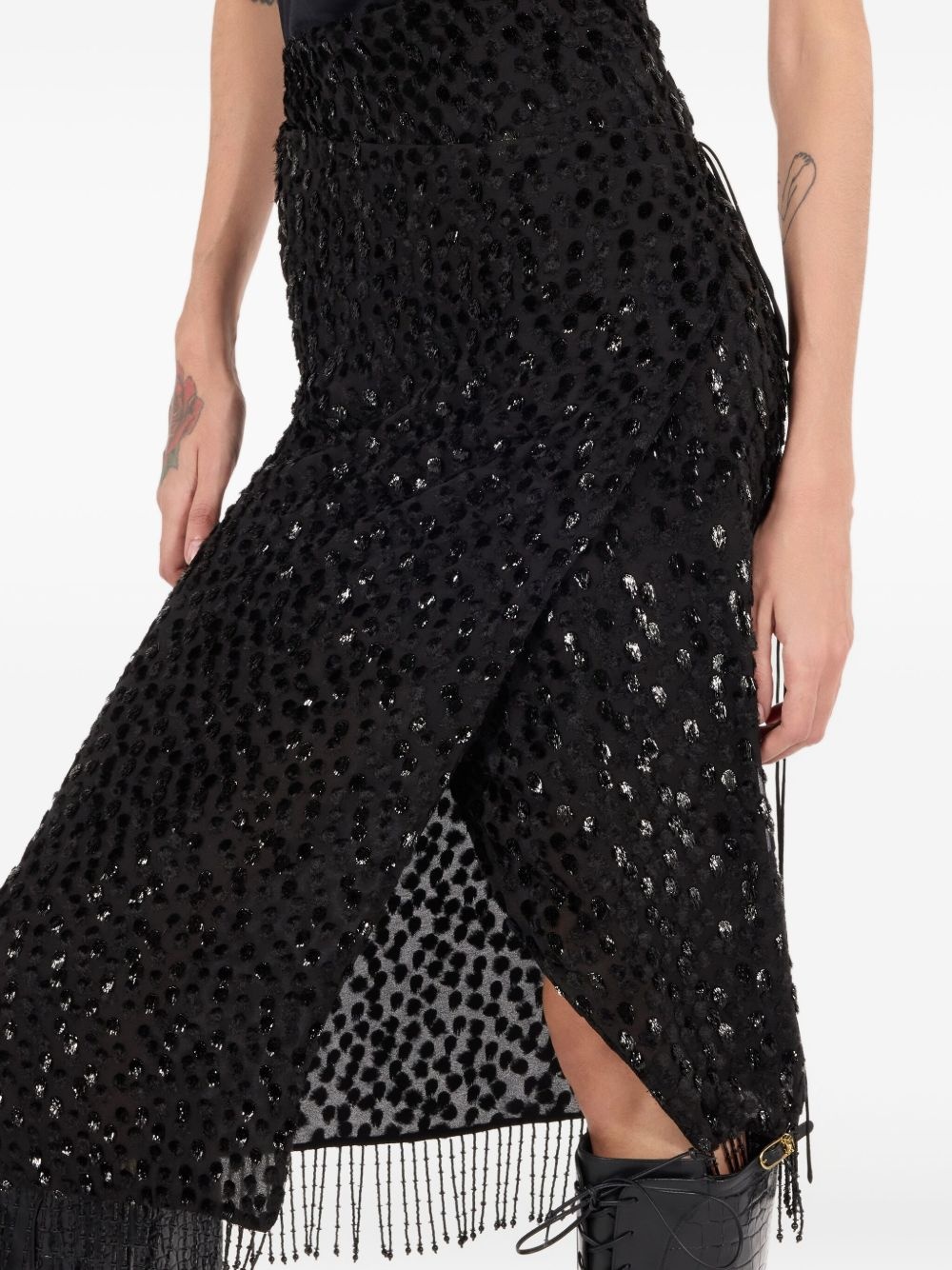 fringe-detail sequined skirt - 5