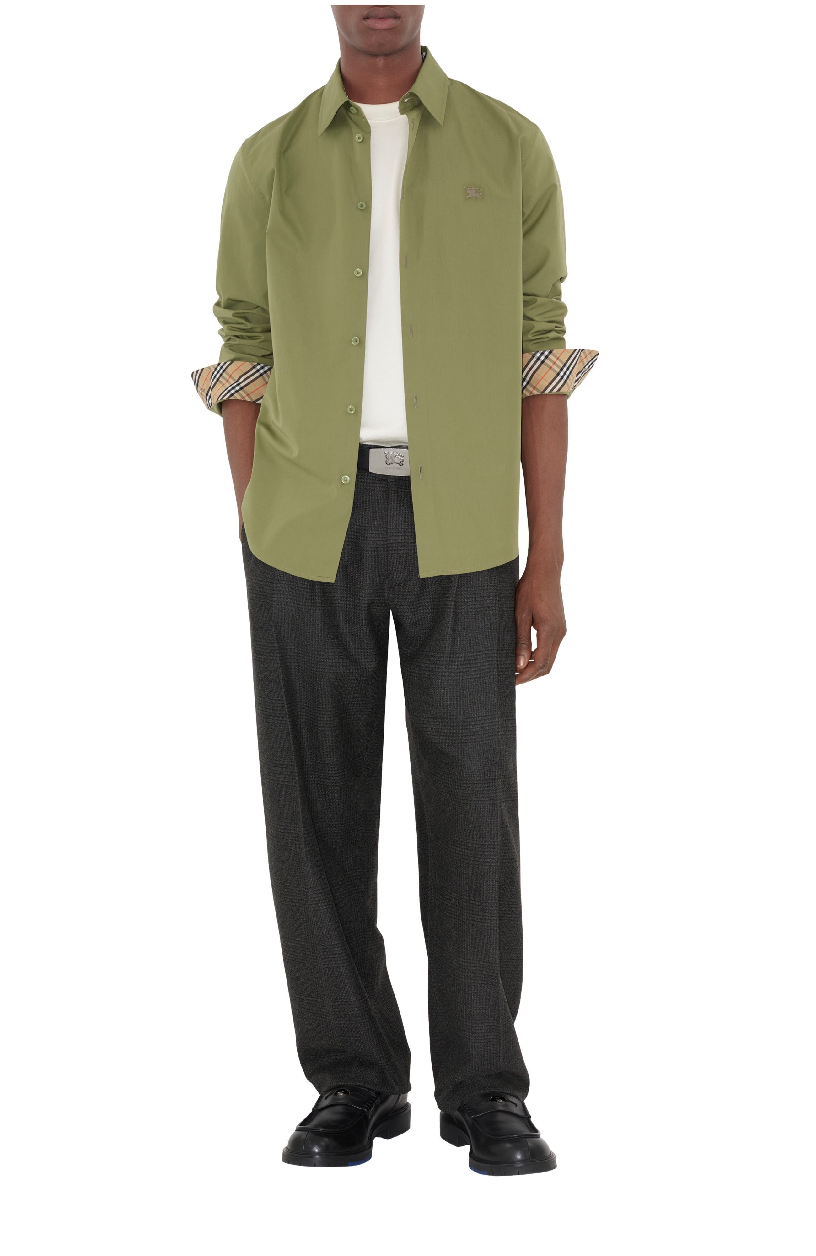 burberry Regular Fit Cotton Poplin Shirt in Wreath Green at Nordstrom - 1