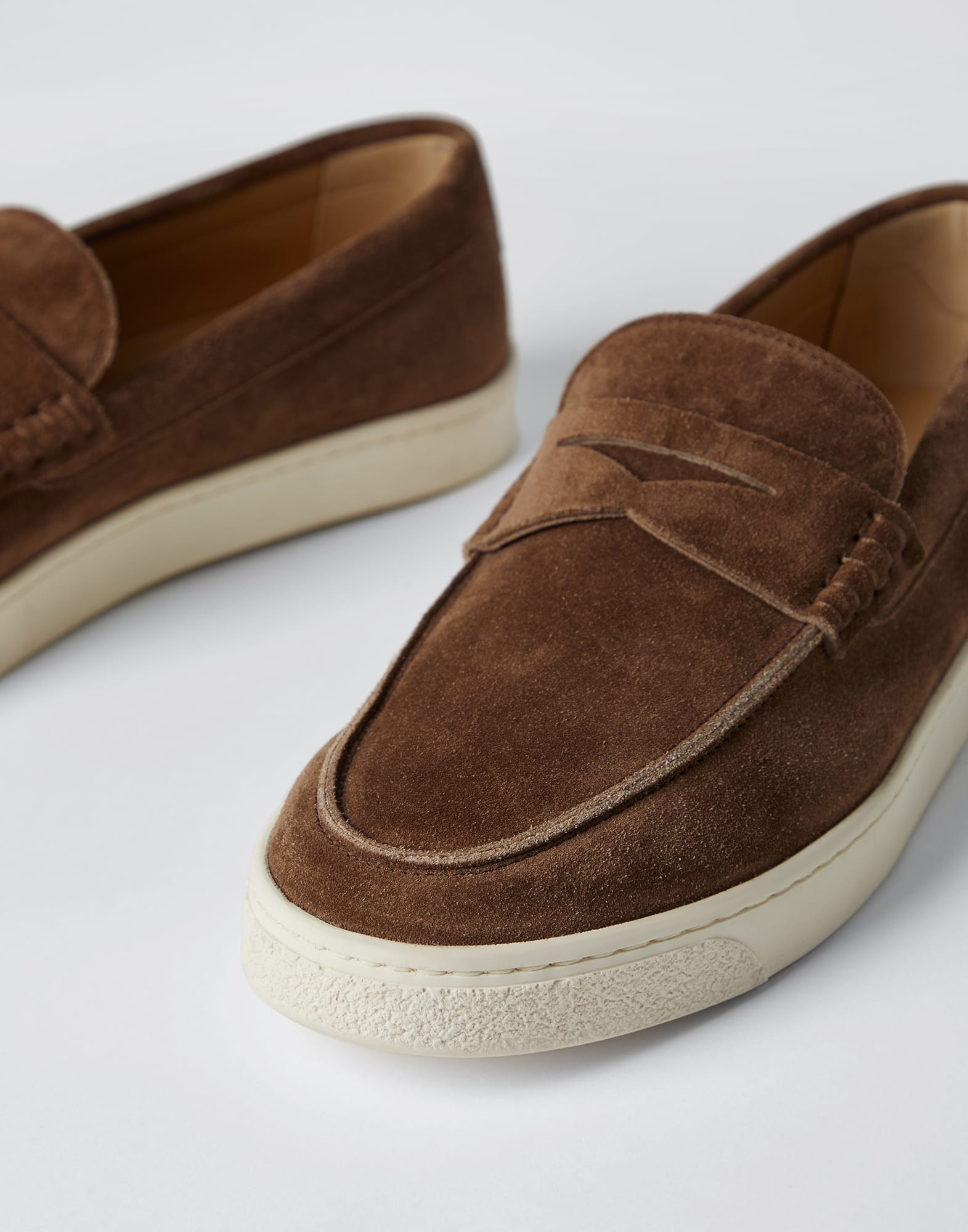 Suede loafer sneakers with natural rubber sole - 3