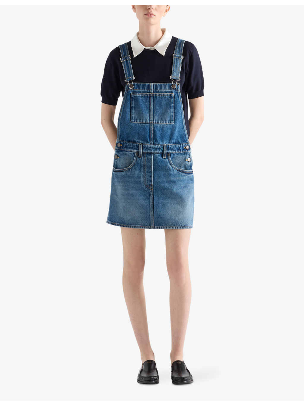 Bib Overall Denim Mini Dress - 2