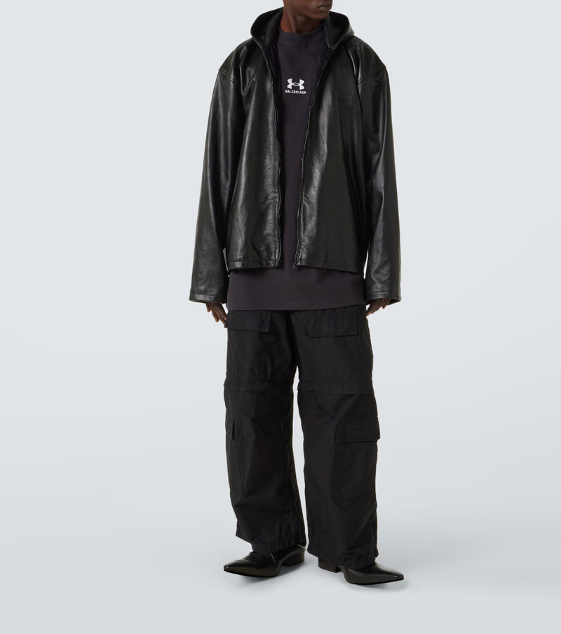 BALENCIAGA Hooded leather blouson outlook
