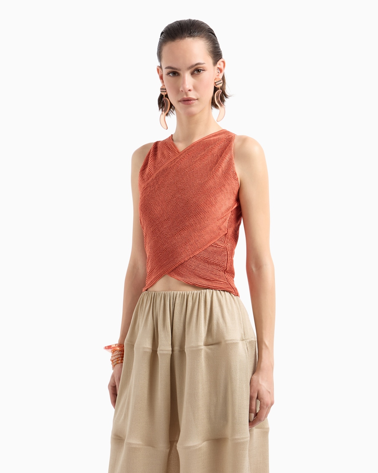 STRETCH SILK AND VISCOSE BLEND BUSTIER TOP - 4